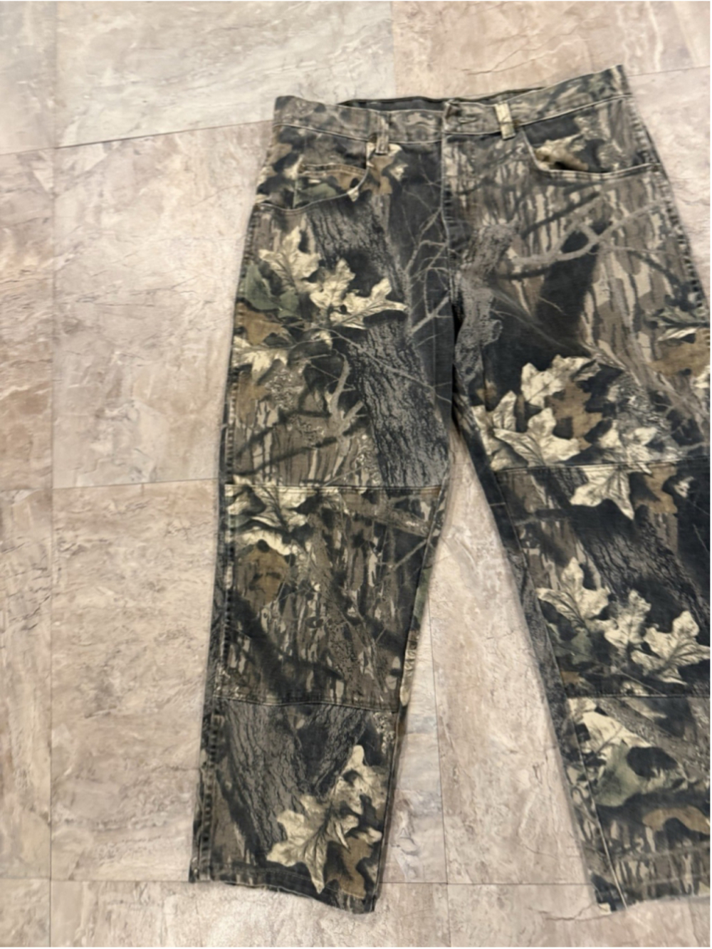 VTG Wrangler Realtree Double Knee Camouflage Pants Size 34x38 Hunting Cotton